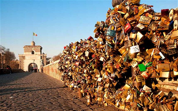 Milvio Bridge and love padlocks