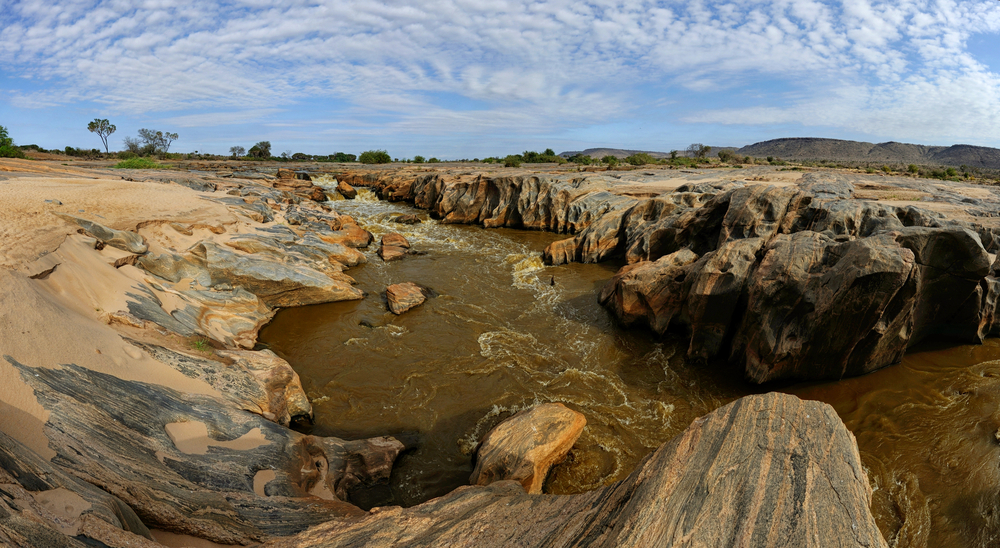 Lugard Falls in Tsavo National Park of Kenya, Africa