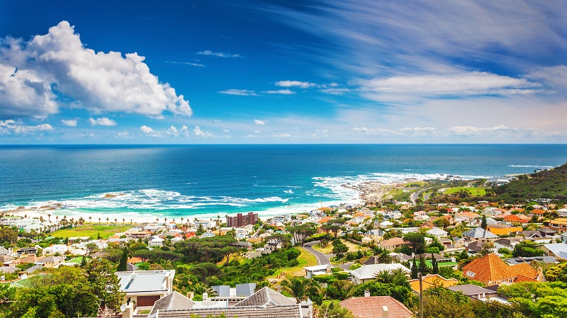 Seaside of Cape Town, beautiful coastal city in the Africa, pano