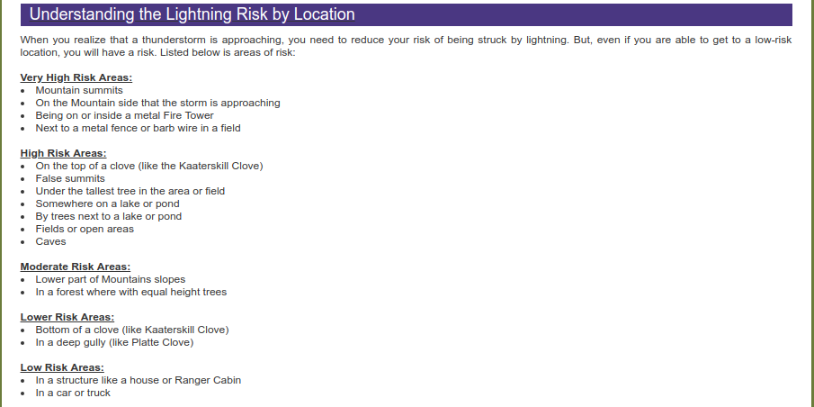 lightning risks during hiking