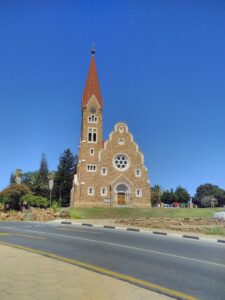 Christuskirche historic sandstone Lutheran church in central Windhoek Namibia.