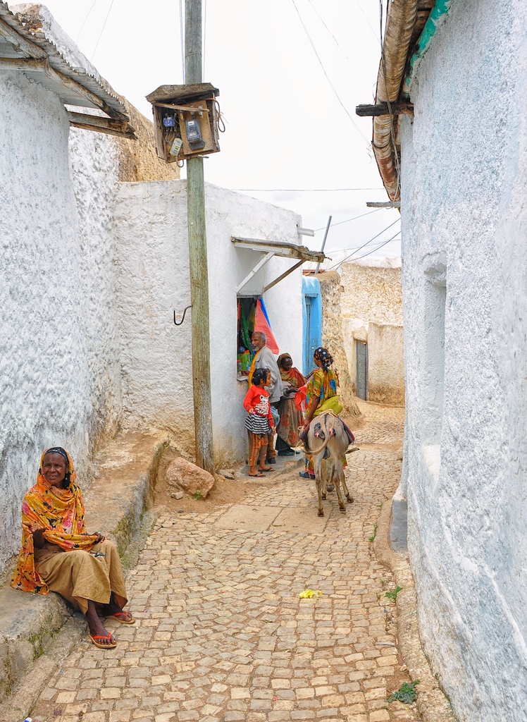 Historic fortified entrance gate and whitewashed perimeter walls of Harar Jugol Ethiopia