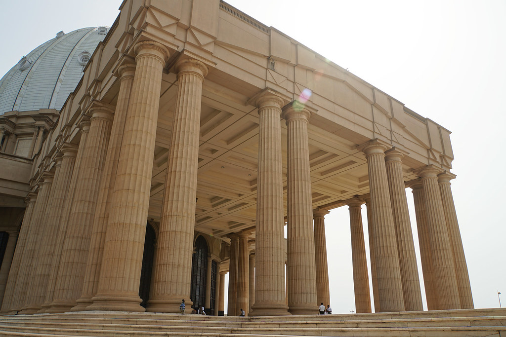 Monumental colonnades and dome of the Basilica of Our Lady of Peace in Yamoussoukro, Côte d'Ivoire