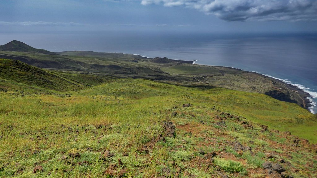 Dramatic volcanic mountains and coastal slopes of Santo Antão Island, Cape Verde