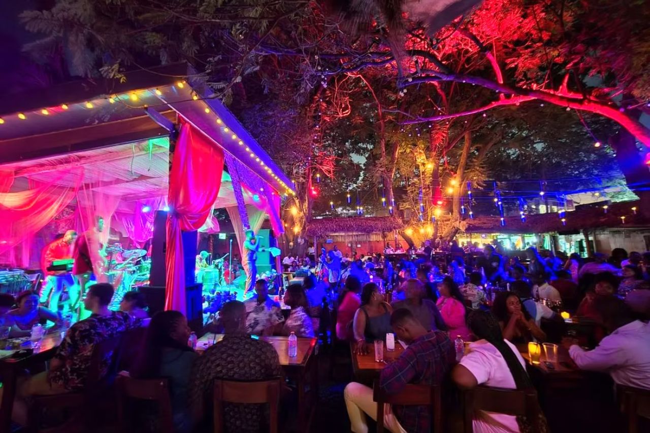 Nightlife and open-air bar scene in Accra Ghana