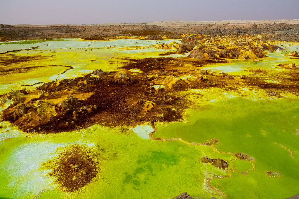 Danakil Depression Dallol hydrothermal sulfur springs in Ethiopia