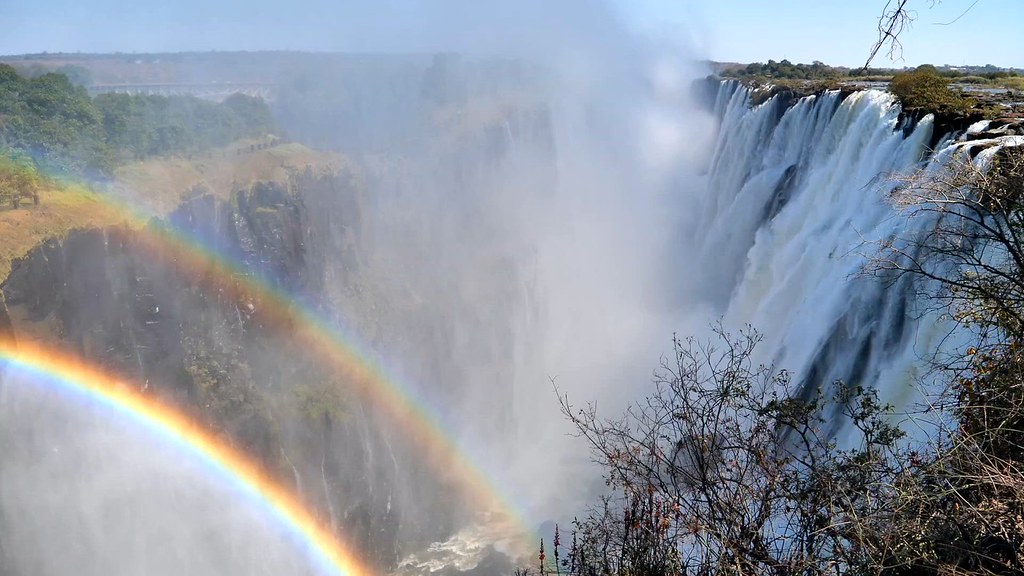Aerial view of Victoria Falls and the Batoka Gorge on the Zambezi River