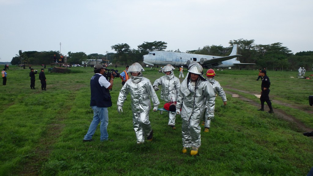 Aeromedical evacuation aircraft prepared for emergency medical patient transport from a remote bush airstrip.