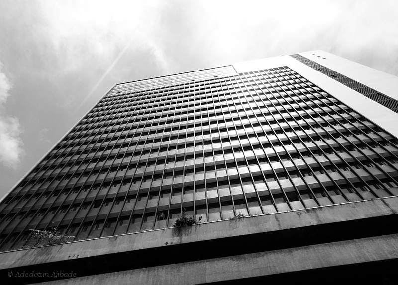 Towering commercial skyscrapers and financial institutions along the Marina corridor in downtown Lagos Island