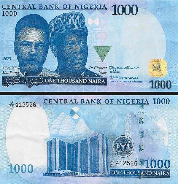 The new 1000 naira note (2022).